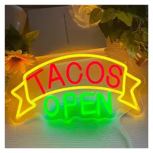 Sign Illuminated TACOS LED Neon Wall Decor Light For Restaurant, Cafe, Shop , Indoor Use, Food Theme Party , Kitchen Decor 40cmx21cm Sign Illuminated