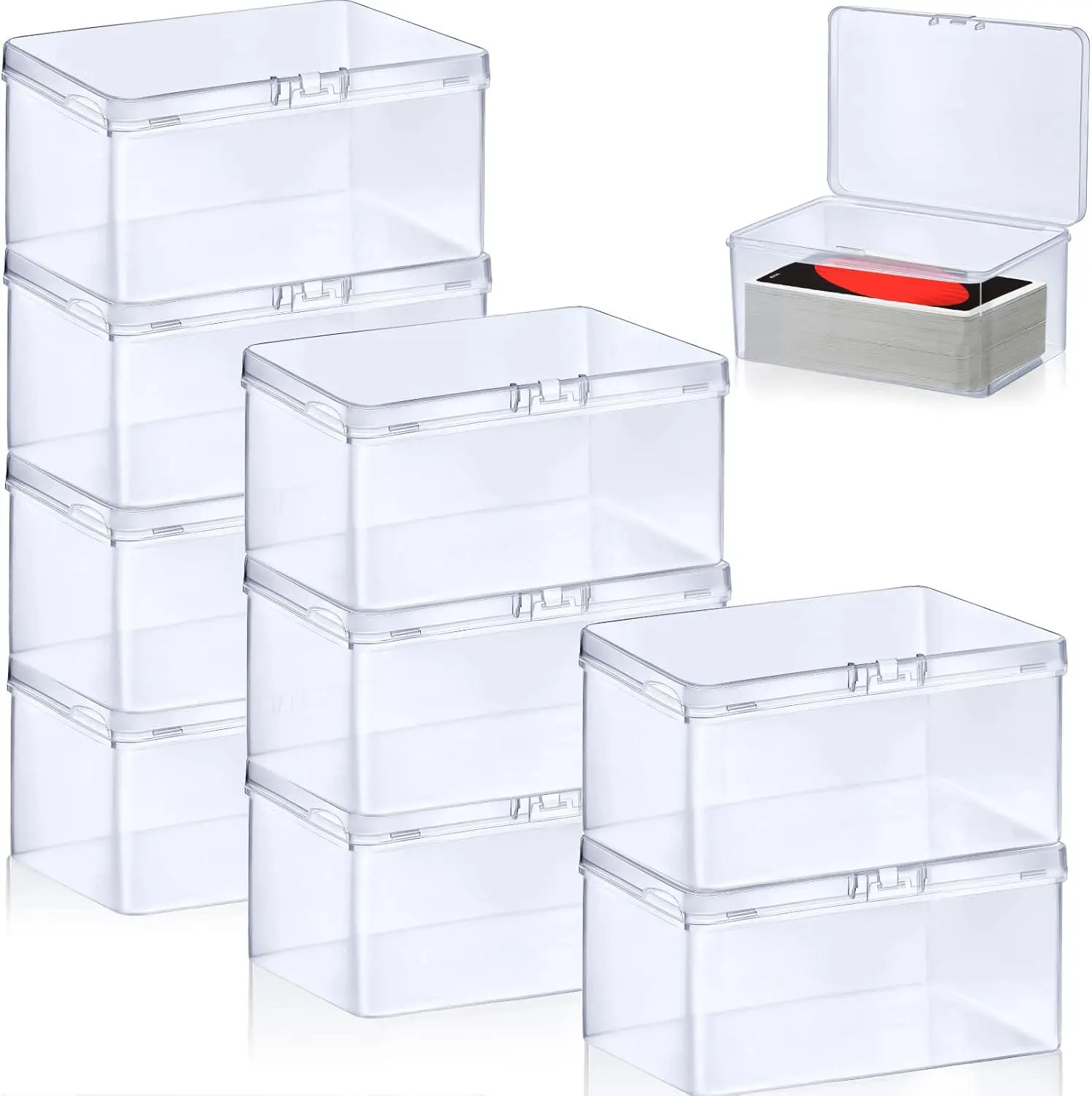 10-Pack Compact Durable Storage Organizer Plastic Cardboxes with Lids, Portable Set for Game Cards, Small Office Supplies (Home & Building Organization Solution)