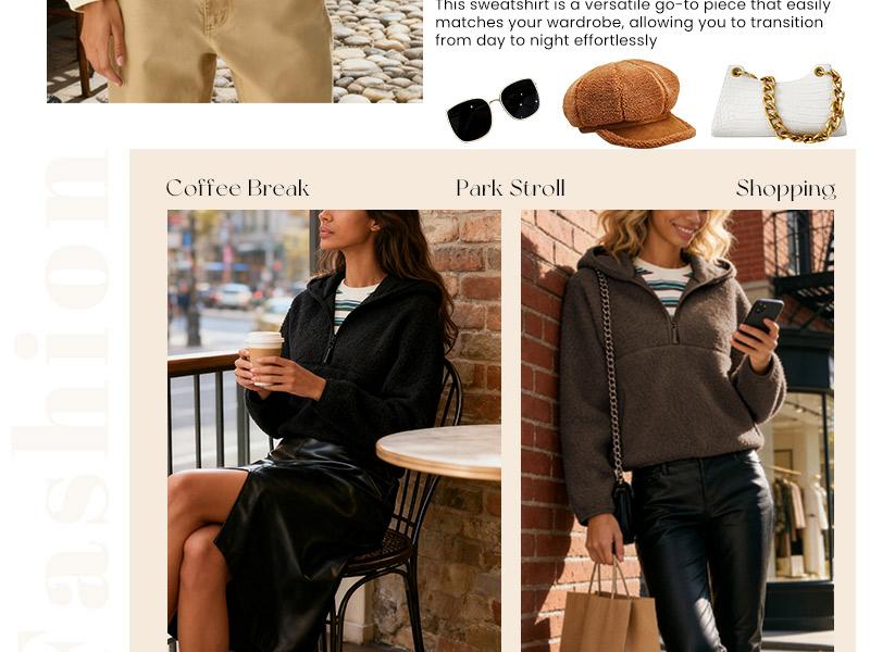 Women's Hoodie Half Zip Sherpa Fleece Pullover Lightweight Cropped Jacket with Zipper Pockets for Sports Hiking Biking Spring Fall Winter