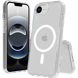 Magnetic phone case for iPhone 16E (SE4) Cases For iphone 17 16, 15, 14, 13 And 12 Pro Max Plus Transparent acrylic magnetic phone case Military Grade Drop Tested,Shockproof Anti-Scratch Clear Thin Slim Phone Case Clear Magnetic case for iphone 17 Pro Ma