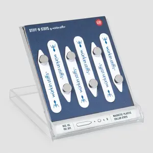 Wurkin Stiffs 3-Pair Magnetic Stiff-N-Stays Plastic Collar Stays 2.25" Durable Reinforced Edges for Perfect Collar Fit