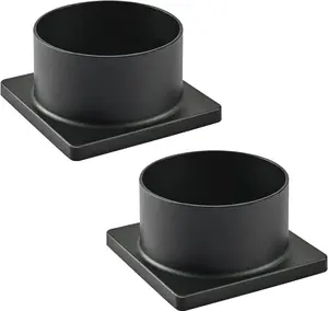 2 Pack Black Cast Aluminum Pier Base Adapter for 3" Diameter Stub Post, Outdoor Deck Porch Patio Accessory Mount