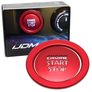 iJDMTOY Sports Red Engine Start/Stop Push Start Button Decoration Cover & Surrounding Ring Trim For Toyota Camry Tacoma Tundra Avalon RAV4 Mirai Corolla Gasoline Engine Models, etc