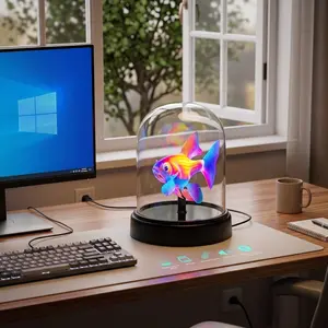 3D Hologram Display Football Night Light, Naked-Eye 3D Fan Projector Smart Desk Lamp, Custom Video & Audio Player Room Decor (Gift for Boyfriends/Football Fans)