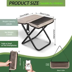 Portable Folding Camping Stool Ultra Lightweight Compact Travel Seat with Carry Bag Foldable Outdoor Chair Heavy Duty 265 lbs Support Easy Setup for Camping Fishing Hiking Beach Picnic Outdoor Activities