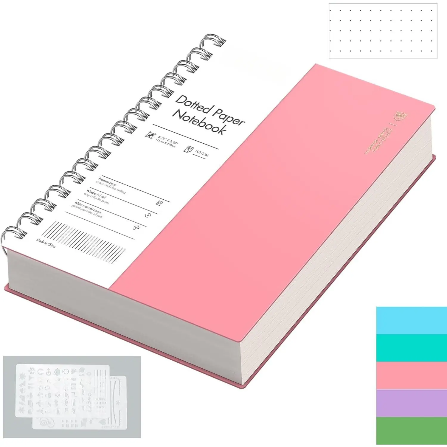 Spiral Bound Notebook - A5 Hardcover Dotted Journal, 300 Pages (150 Sheets) 100gsm Dot Grid Paper, Comfortable Design for Office, Arts & Crafts Use, Ideal for Ballpoint Tip Writing, DIY Decor & Letters