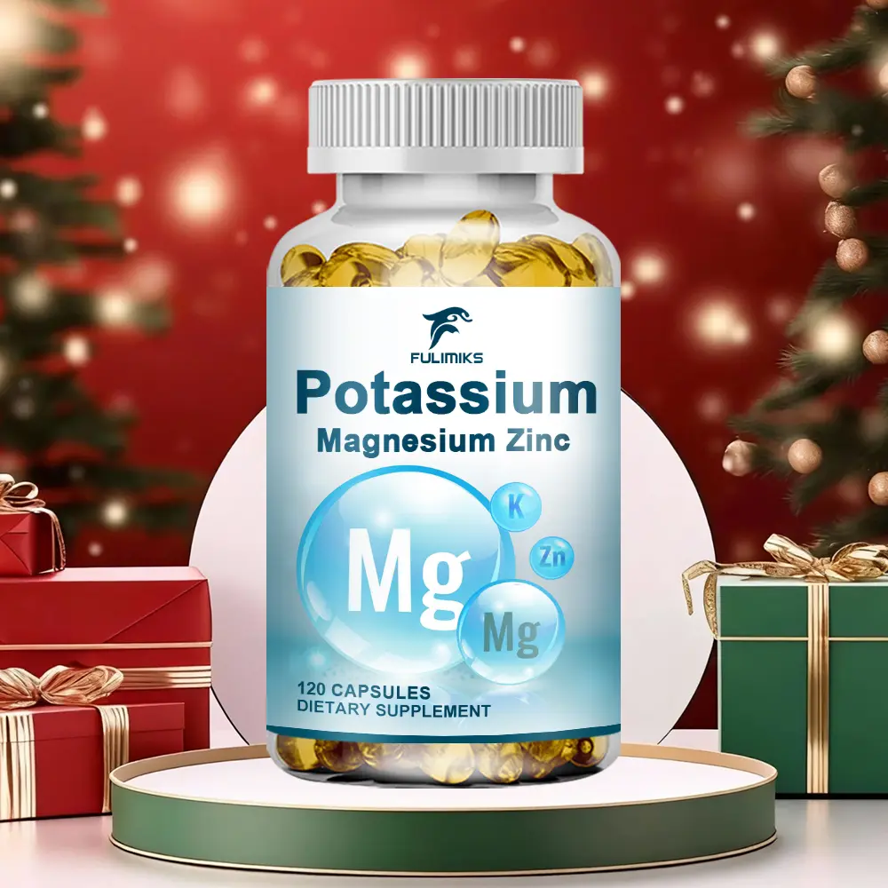 Fulimiks Potassium Magnesium Zinc Wellness Supplement - 120 Vegan Non-GMO Capsules, Highly Absorbable, Supports Heart Muscle, Nerves, Blood Pressure Control & Electrolyte Balance (Magnesium Vitamins, Zinc Vitamins), Magnesium Vitamins Supplements