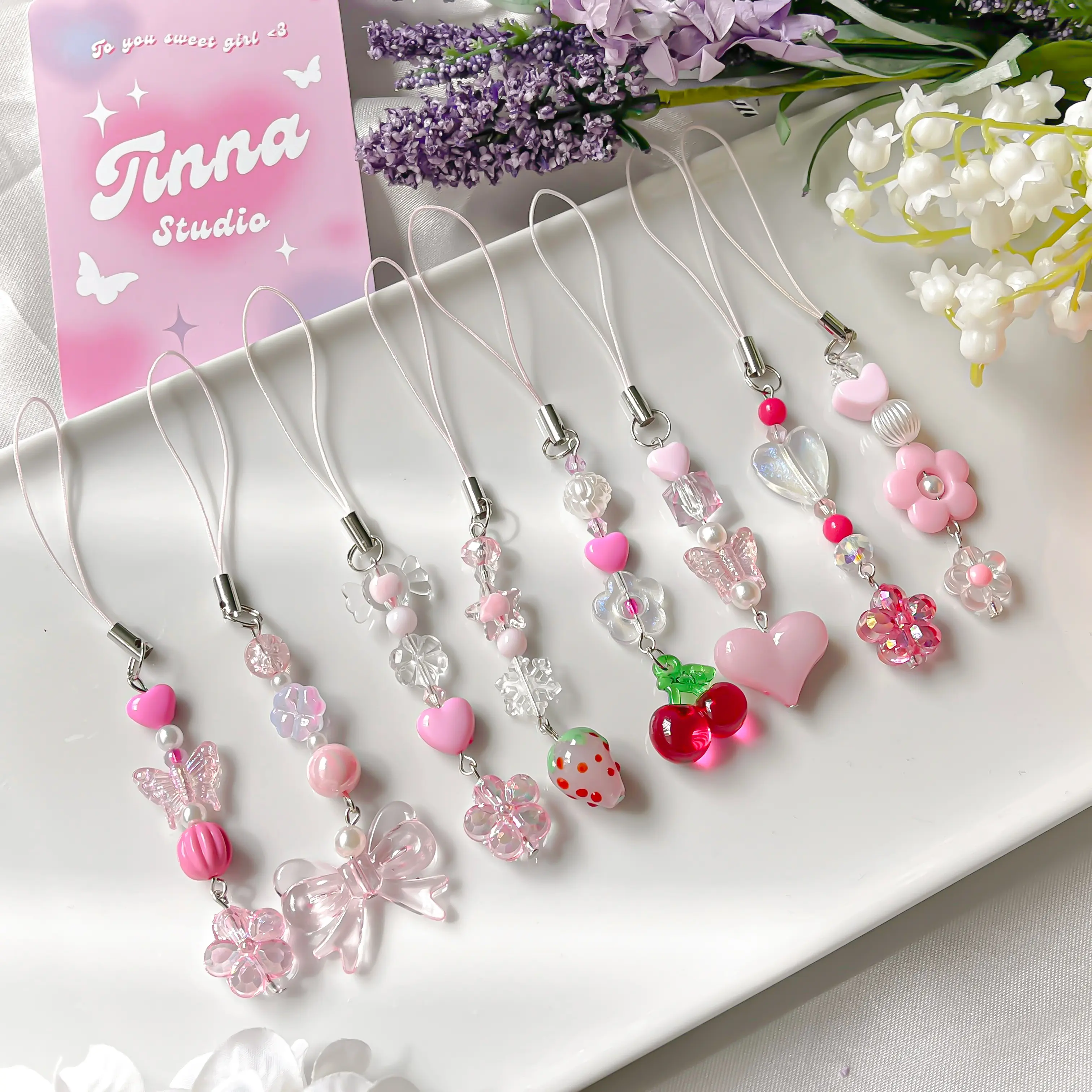 Pink Trendy Phone Charm Strap
