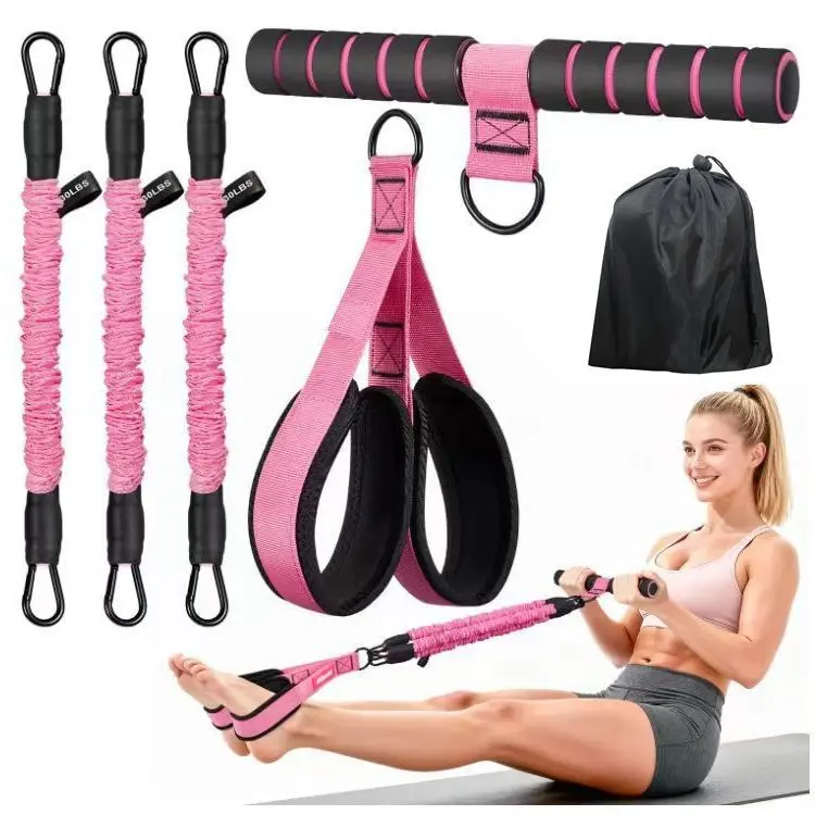 Multi-Function Wrapped Resistance Pull Rope Set - Latex Core, Foam Handles, Door Anchor, Adjustable Fit, Protective Sleeves, Portable, Full Body Workout Bands for Home Fitness, Sit-Up (All Accessories Included), Set Includes
