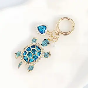 Ocean Style Turtle Keychain, Faux Pearl Heart Combination Charm, Marine Animal Friendship Decoration Gift, Unisex Bag Accessory
