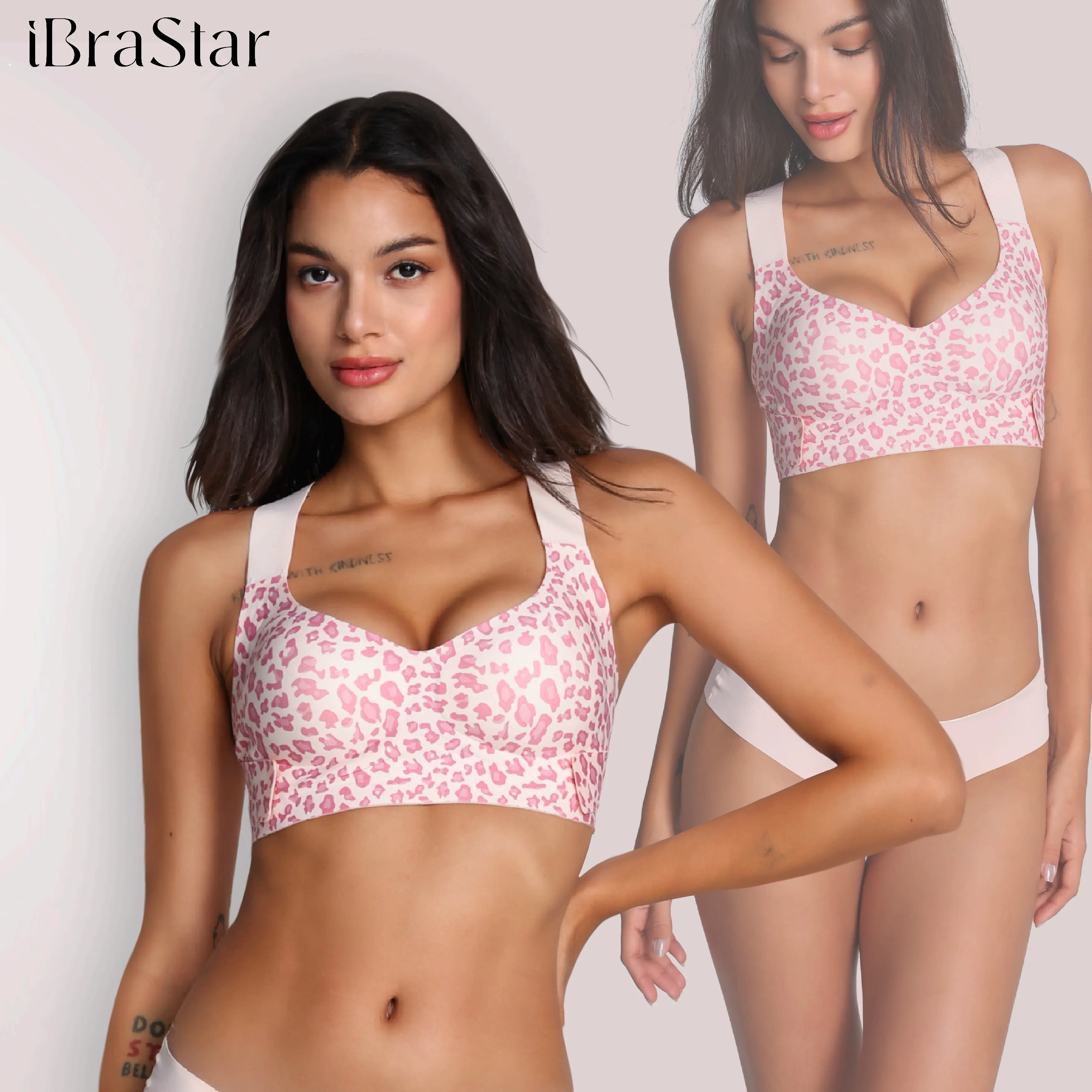 iBraStar X-Back Posture Support Bra for Women, Criss Cross Back Wireless Bra, Enhanced Back Support & Shaping, Soft Breathable Molded Cups, Comfortable Everyday Bra for Yoga & Workout