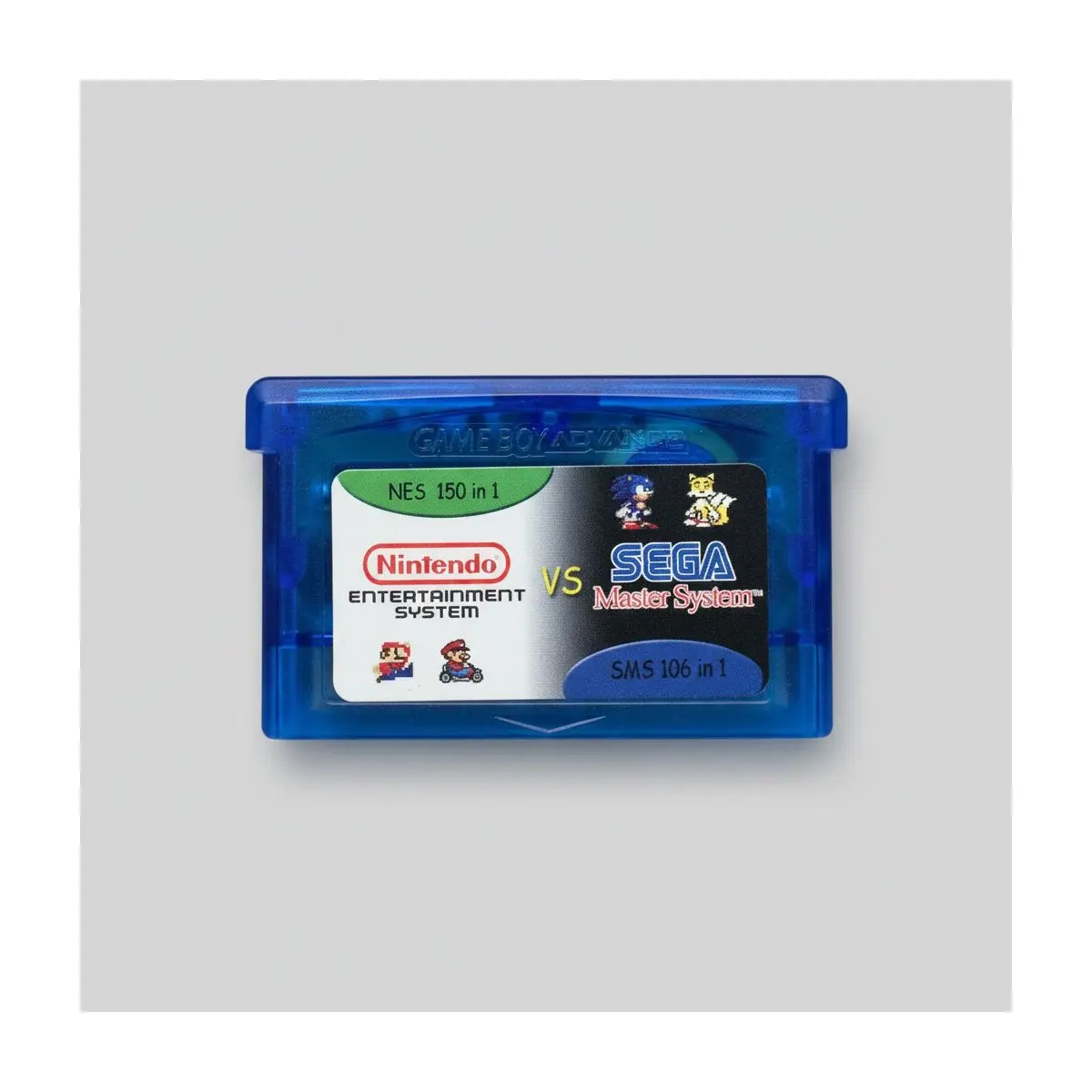 Nintendo Game Boy Advance NES vs SEGA GBA Cartridge – 256 Classic Games (150 NES/106 SEGA) for GBA GBM GBA SP NDS NDSL - Multi Game Collection