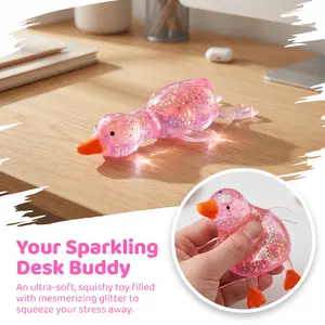Glitter Maltose Duck Squishy Toy, Slow Rebound Stress Relief Squeeze Toy for Kids & Adults