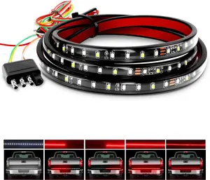 2026New 60 Inch LED Tailgate Light Bar, Sequential Turn Signal Brake Reverse Light, Waterproof for Trucks, Pickups, RVs white reverse red