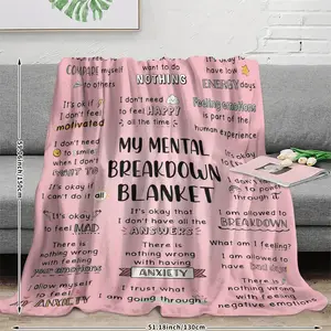 Knitted texture, My Mental Breakdown Blanket - Modern Flannel, Machine Washable, 100% Polyester, Digital Print, Tear-Resistant, All-Season Use for Home Decor, Bed, Sofa, Travel, Throw Blanket
