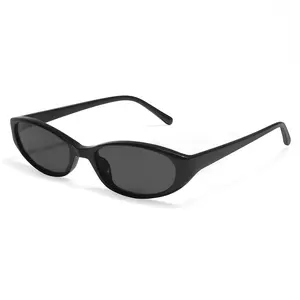 Retro Oval Sunglasses for Women Chic Cat Eye 90s Sunnies Lightweight Narrow Shades Trendy UV protection Sun Glasses