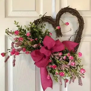 2pc New Heart-shaped wreath Pendant, Valentine's Day and Mother's Day wreath door hanging, home front door hanging decoration