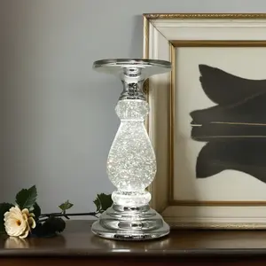Elegant LED Swirling Candle Holder with On/Off Switch – Polished Acrylic Base, Fits 3-Wick Candles, Perfect for Home Décor & Holiday Gifts