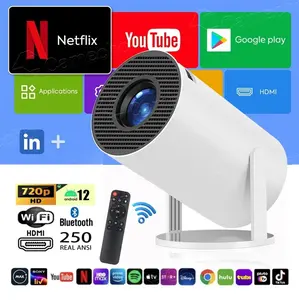 4K Mini Projector 10000 Lumen LED 1080P UHD WiFi Bluetooth Portable Home Theater with Netflix YouTube Google Play Android 12 250 Lumen LED for Immersive Entertainment