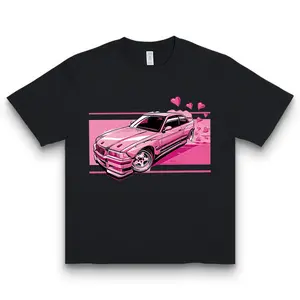 [Viral TikTok Shirt][Car Graphic Tee]Pink JDM Car Graphic Tee Retro Automotive Heart Accent Design Streetwear Casual Unisex Cotton T-Shirt Car Lover Shirt Aesthetic Outfit For Car Enthusiasts & Streetwear Fans & Aesthetic Fashion Lovers Camiseta Verano ti