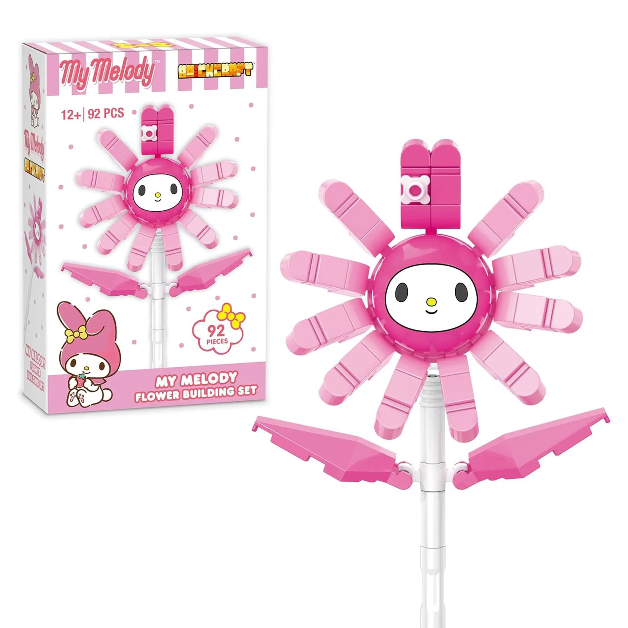 New Sanrio My Melody Vibrant Flower Plastic Brickcraft Building Set, 92-Piece Collectible Building Kit for Holidays, Compact