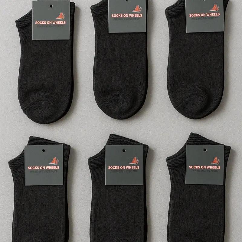 Sock on Wheels Women’s Black Ankle Socks – 12 Socks Total (6 Pairs)