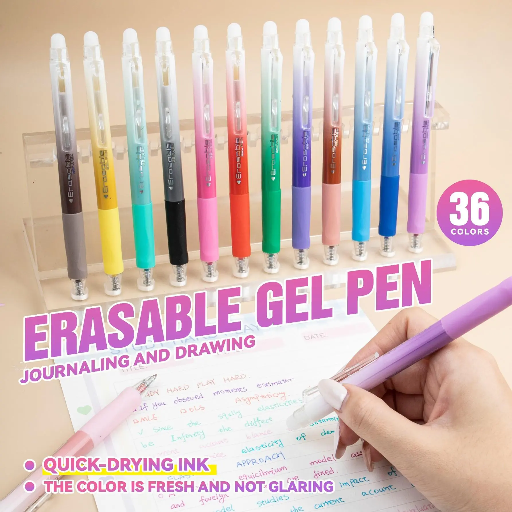 24 Color Erasable Highlighters Set, 36 Vibrant Colors Marker Pens, Ideal for School & Office Use, Perfect Gift for Students, Writing Pen, Writing Stationery