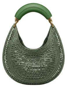 PRE-ORDER-St. Barths La Robe Mannon Raffia Hobo Bag in Green