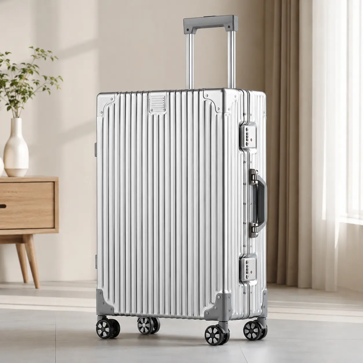 High-End Zipperless Aluminum-Magnesium Alloy Travel Suitcase, Premium Metal Suitcase with TSA Lock, Lightweight (20/26/29 in) - Summer travel  for Business/Leisure Travel