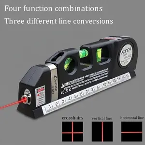 4-in-1 Multipurpose Laser Level Line Tool with 9ft Measuring Tape, Triple Bubble Level & Standard Ruler - High Precision Laser Leveler for Picture Hanging, Tile Alignment & DIY Home Projects