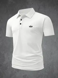 Crown Golf Course Men's Polo Professional Quick Drying Elite Social Robe Men's Ice Sensation Quick Drying Polo Shirt Polyester Spandex Blended Summer Moisture wicking