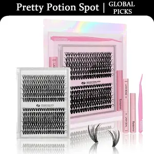 Lash Clusters Kit 30D/40D Natural Individual Lashes Wispy Eyelash Extensions DIY Lash Extension Kit Lash Bond and Seal Waterproof, Lash Applicator, Thick False Eyelashes Kit