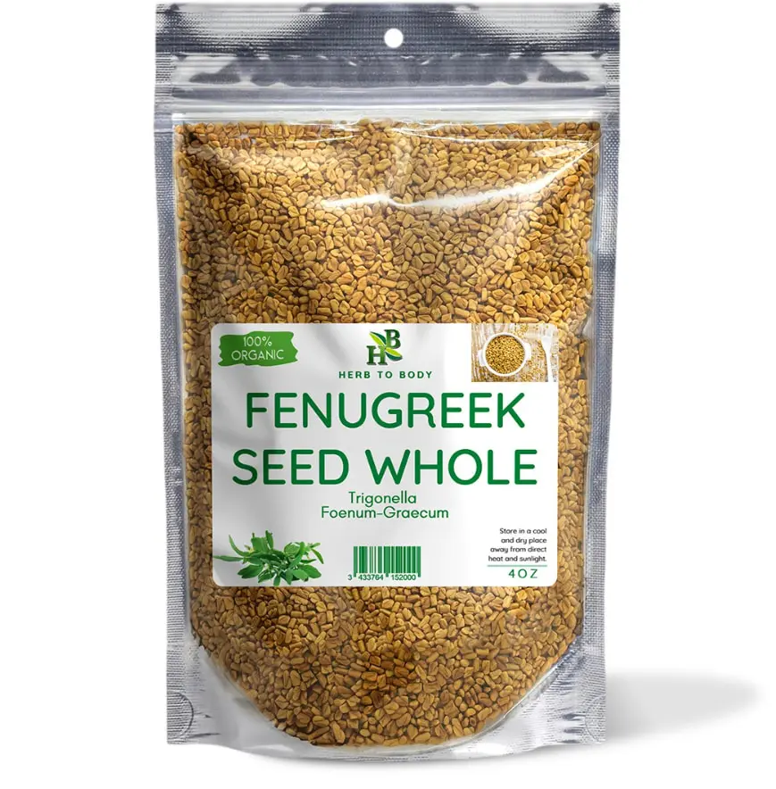 Organic Fenugreek Seed Whole - 4 oz | Trigonella Seeds for Herbal Tea |  Methi | Herb To Body