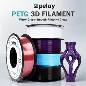 Epelay PETG 3D Printer Filament 1.75mm 1kg Tough Heat Resistant Low Stringing Works with Most FDM Printers Mirror Gloss Smooth Print No Clogs