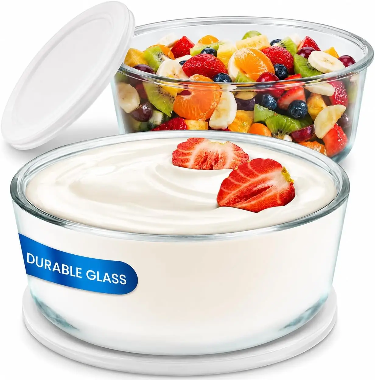 Ultimate Yogurt Containers 2 Pack - 1-Quart Glass Jars for 30% More Yogurt - Airtight BPA Free & Oven Safe - Ideal for Home & Meal Prep - Kitchen Utensils Tin Canister
