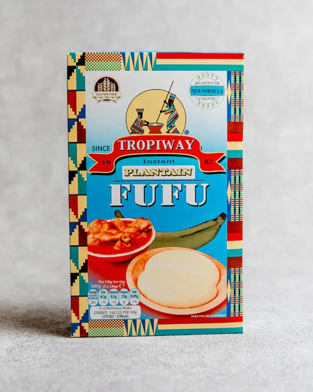 Tropiway Instant Plantain Fufu Food - 1.5lbs Ambient Pantry Packaged African Cuisine, Vegan, Gluten-Free, Quick and Easy Meals