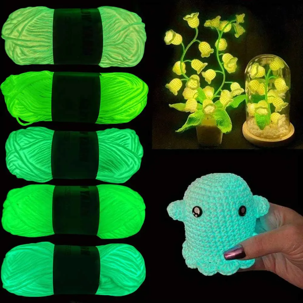 Glow in The Dark Knitting Yarn, 1/2 Rolls Luminous Crochet Yarn, DIY Knitting Yarn for Home Decor, Sewing Supplies, Crochet Items, Yarn Knitted