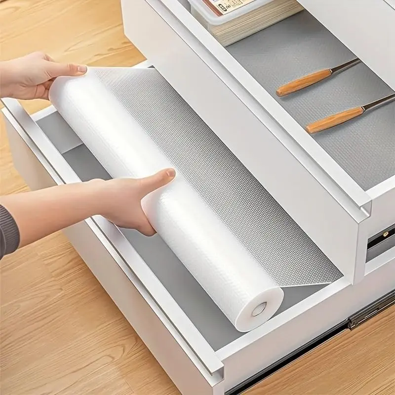 1Roll Kitchen Cabinet Liner Shelf Drawer Liner Cabinet Mat Liner Paper Waterproof Dust Proof Non Slip Fridge Table Pad Shelf Paper for Kitchen Cabinets Shelf Liners