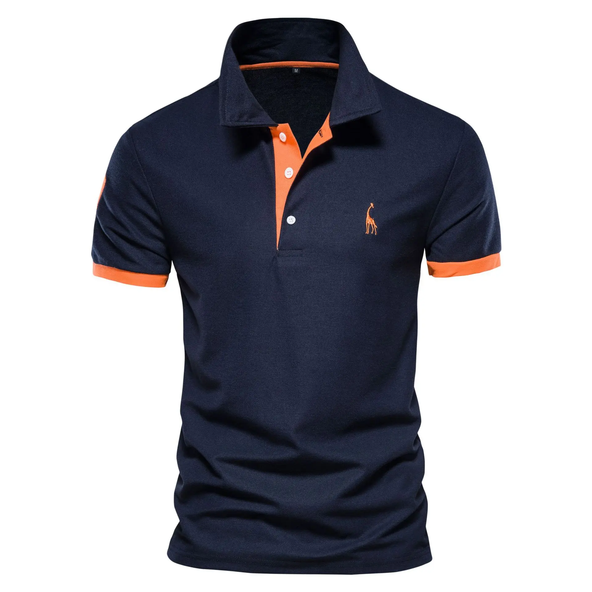 Men's Stylish Polo Shirt with Original Deer Emblem, Breathable Cotton Blend Short Sleeve, Trendy Casual Menswear for Daily & Semi-Formal Occasions, Casual Polo Shirts, Tops, Clothes, Fitted, 2Xl Summer Polo Shirt Day