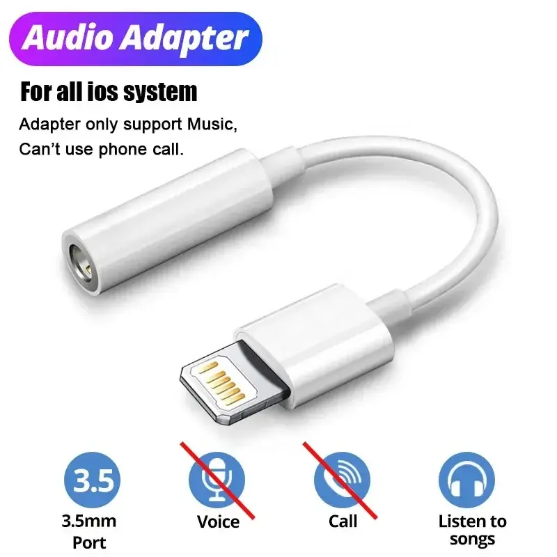 For Lighting Headphone Adapter for Iphone 11 12 13 14 Pro Max 12Mini SE 2020 XS XR X 8 7 + IOS to 3.5 Mm Jack AUX Audio Cable JUSFYU