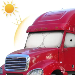 Semi-Truck Sun Shade for Windshield and Side Windows, 240T UV Protective Sunshade for Truck Windshield Maximum Coverage to Block UV/Sun Heat Rays