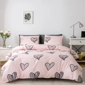 Heart Print Duvet Cover & Pillowcase Without Filler, Soft Comfortable Bedding Set, Decorative Duvet Cover Set for Home Bedroom, Bed Sets Supplies