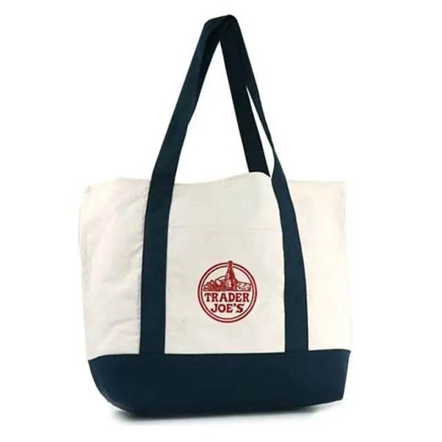 Trader Joe’s Large Embroidered Reusable Tote Bag For Groceries, Beach, Office, Travel