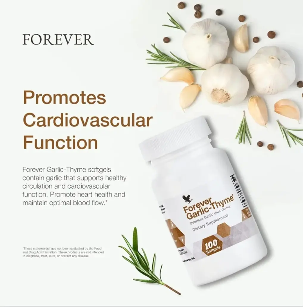 Forever Garlic-Thyme Natural Odorless Vegan Vitamins Softgels - 100-Count Multi Pack, Gelatin-Free, Gluten-Free, Halal, Kosher Herbal Dietary Supplement for Immune Support & Cardiovascular Health