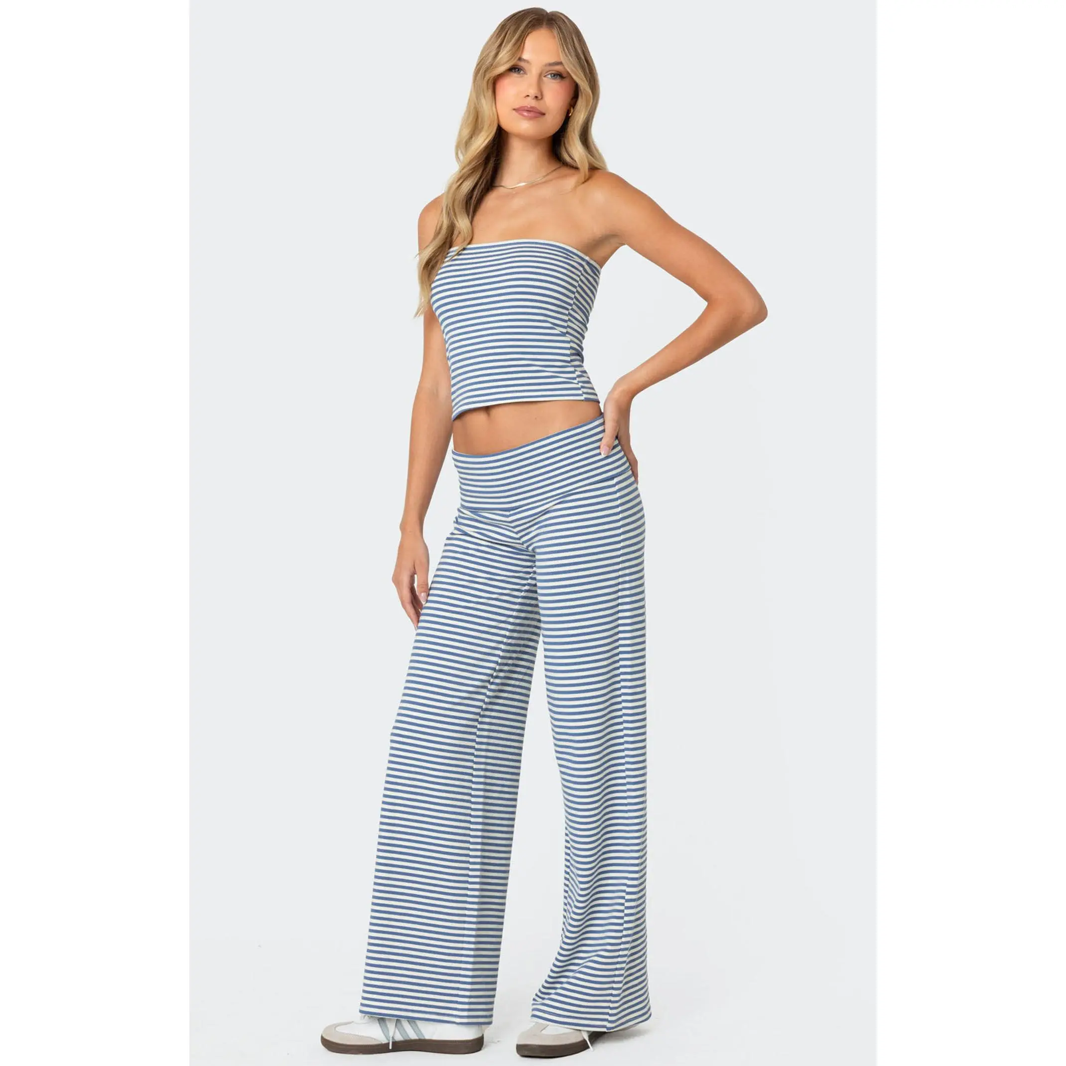 Edikted Women's Lilah Striped Fold Over Pants