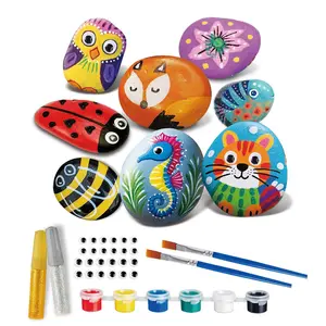 National Geographic Rock Painting Kit for Kids, Art and Craft Tools Set with 6 Paint Colors, Perfect Easter Basket Gift for Girls Ages 5+