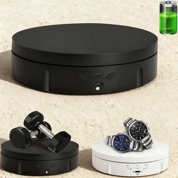 Rechargeable 360 Degree Rotating Display Stand Electronic Turntable 22lbs Load Capacity for Photography Jewelry Watch Display Motorized Stand with Button Control Black