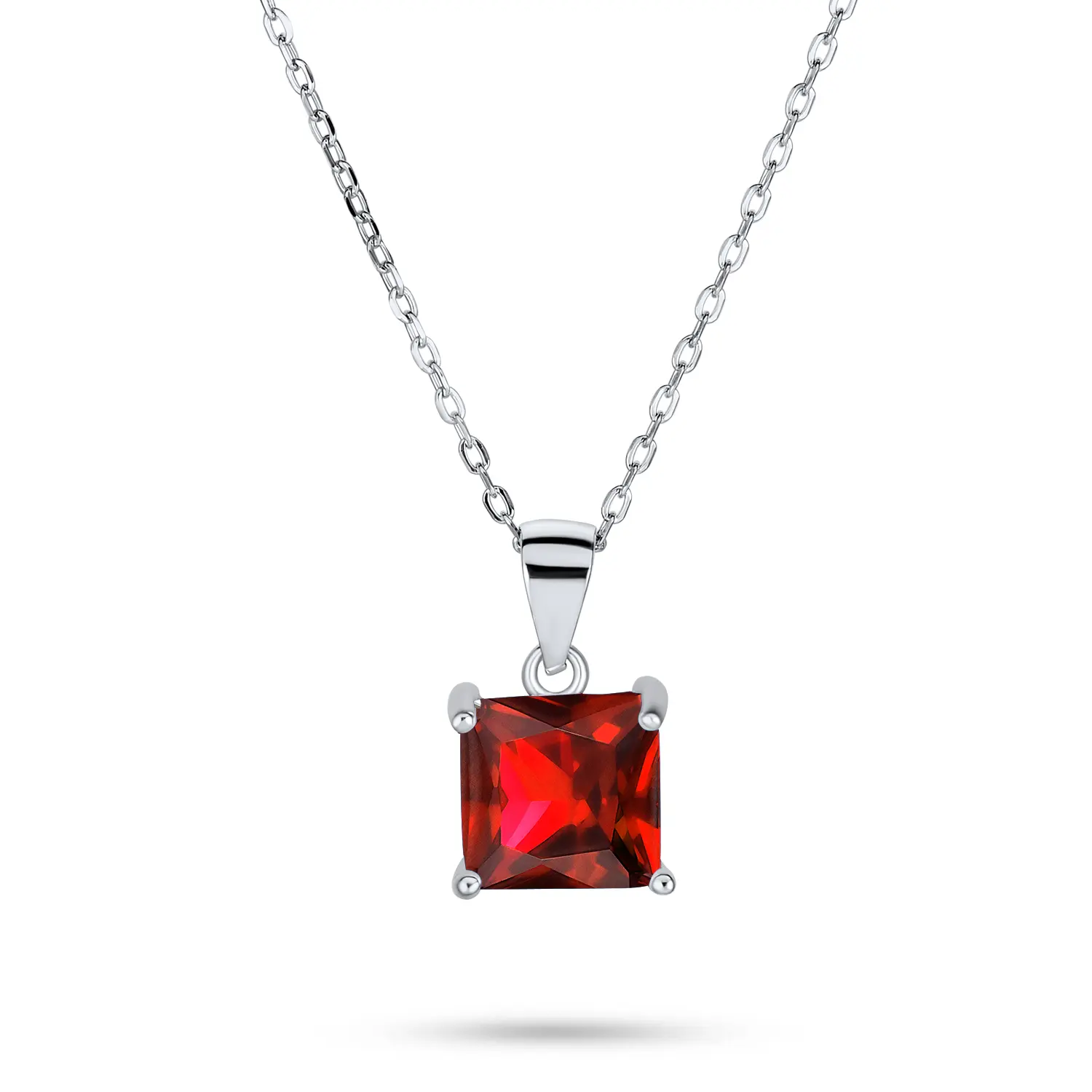 Classic 1.25 CT Princess Cut Solitaire CZ Pendant Necklace Sterling Silver