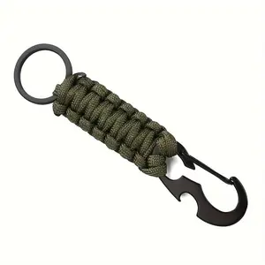 1pc Multifunctional Paracord Braided Keychain Buckle With Bottle Opener, Suitable For Outdoor Hiking Camping, Multifunctional Tool
