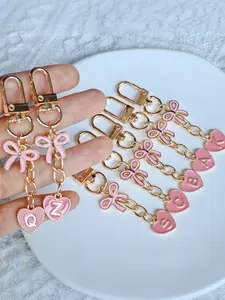 Custom Pink Bow Heart Initial Keychain – Personalized Letter Bag Charm Pendants, Cute Bag Decoration & Bag Chain Charms for Backpack Purse, Ideal for Custom Gifts & Daily Casual Style
